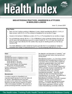 BREASTFEEDING PRACTICES, AWARENESS & ATTITUDES IN MIDDLESEX-LONDON Issue 13, January 2005 Key Points: •