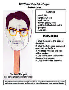 DIY Walter White Stick Puppet  Instructions Materials peach felt