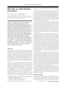 Environ. Sci. Technol. 2000, 34, Silica Fume as a Radon Retardant from Concrete K . N . Y U , * ,† R . V . B A L E N D R A N , ‡ S. Y. KOO,† AND T. CHEUNG†