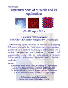 PhD Course  Structural State of Minerals and its ApplicationsApril 2012