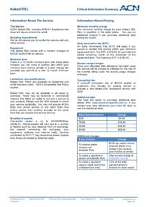 Naked DSL  Critical Information Summary Information About The Service