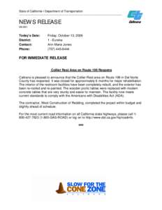 State of California • Department of Transportation  __________________________________________________________ NEWS RELEASE[removed]