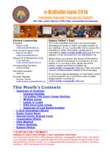 e-Bulletin June 2014 LIVERMORE-AMADOR GENEALOGICAL SOCIETY Web: http://www.L-AGS.org Twitter: http://www.twitter.com/lagsociety Elected Leadership