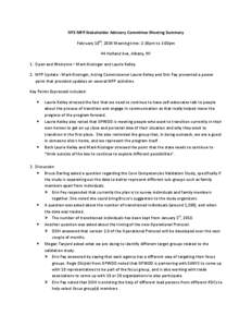 February 10th, 2014 NYS MFP Stakeholder Advisory Committee Meeting Summary