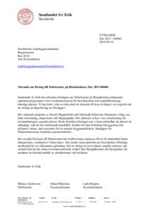 Samfundet S:t Erik Stockholm YTTRANDE Dnr 2013 – [removed]