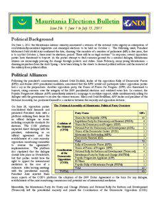 Mauritania Elections Bulletin Issue No. 1: June 1 to July 15, 2011