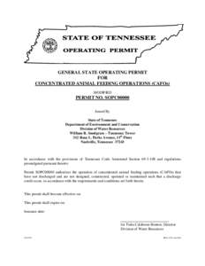 GENERAL STATE OPERATING PERMIT FOR CONCENTRATED ANIMAL FEEDING OPERATIONS (CAFOs) MODIFIED  PERMIT NO. SOPC00000