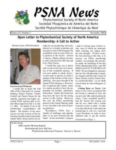 PSNA News Phytochemical Society of North America Sociedad Fitoquímica de América del Norte Société Phytochimique de L’Amerique du Nord  Volume 45, Number 2