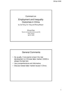 09-Apr[removed]Comment on Employment and Inequality Outcomes in China