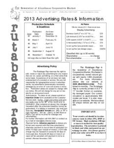 Rutabaga Rap 2013 Rate Sheet & Order Form