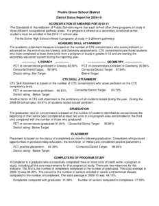 Prairie Grove School District District Status Report for[removed]ACCREDITATION STANDARDS FOR[removed]The Standards of Accreditation of Public Schools require that each school offer three programs of study in three differ