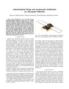 Animal-inspired Design and Aerodynamic Stabilization of a Hexapedal Millirobot Duncan W. Haldane, Kevin C. Peterson, Fernando L. Garcia Bermudez, and Ronald S. Fearing Abstract— The VelociRoACH is a 10 cm long, 30 gram