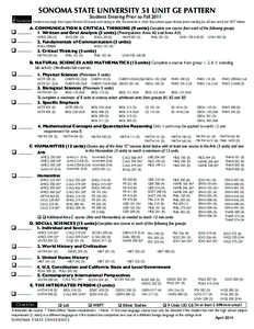 Met  SONOMA STATE UNIVERSITY 51 UNIT GE PATTERN Semester  q