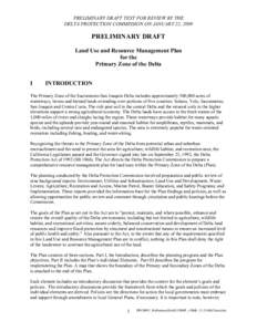 PRELIMINARY DRAFT TEXT FOR REVIEW BY THE DELTA PROTECTION COMMISSION ON JANUARY 22, 2009 PRELIMINARY DRAFT Land Use and Resource Management Plan for the