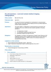 B63 On Call Practices – Rural and Remote Medical Imaging (QH-POL-182)