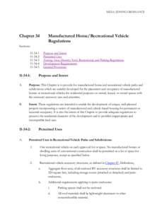 MESA ZONING ORDINANCE  Chapter 34 Manufactured Home/Recreational Vehicle Regulations