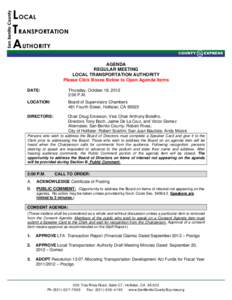AGENDA REGULAR MEETING LOCAL TRANSPORTATION AUTHORITY Please Click Boxes Below to Open Agenda Items DATE: