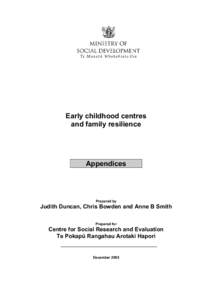 Early childhood centres and family resilience Appendices  Prepared by
