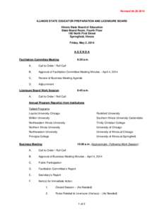 Illinois State Educator Preparation and Licensure Board (SEPLB) Meeting Agenda - May 2, 2014