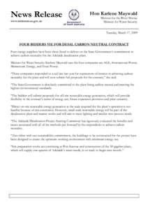 News Release www.ministers.sa.gov.au Hon Karlene Maywald  Minister for the River Murray