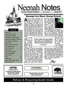 Neenah Notes The City of Neenah Newsletter VOL. 12 NO. 1  Winter 2011