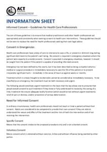 Informed Consent - Guidelines for Health Care Professionals