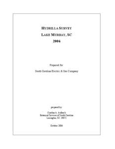 HYDRILLA SURVEY LAKE MURRAY, SC 2006