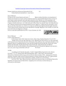 Southern Campaign American Revolution Pension Statements & Rosters Pension Application of Francois Charleville R13147 Transcribed and annotated by C. Leon Harris VA