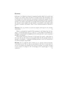 Erratum In Section 4 we defined two kinds of categorical models called λc 2η -models and monadic λc 2η -models, where the latter is stronger notion than the former; and in Theorem 4 we stated that the λc 2η -calcul