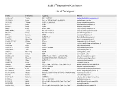 IASI 2nd International Conference List of Participants Name Surname