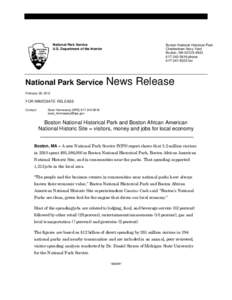 National Park Service U.S. Department of the Interior National Park Service  Boston National Historical Park
