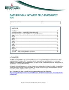BABY-FRIENDLY INITIATIVE SELF-ASSESSMENT 2012 Name of Health Care Facility Date