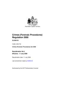 Crimes (Forensic Procedures) Regulation 2000