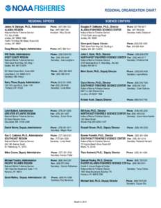 REGIONAL ORGANIZATION CHART REGIONAL OFFICES James W. Balsiger, Ph.D., Administrator ALASKA REGION National Marine Fisheries Service P.O. Box 21668