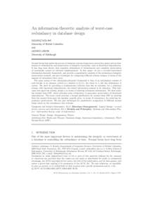 An information-theoretic analysis of worst-case redundancy in database design SOLMAZ KOLAHI University of British Columbia and LEONID LIBKIN