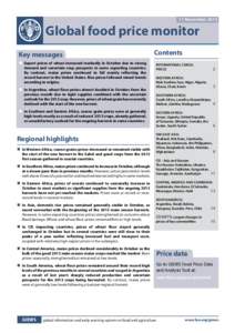 11 November[removed]Global food price monitor Key messages n	 Export prices of wheat increased markedly in October due to strong