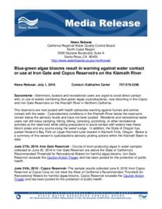 News Release California Regional Water Quality Control Board North Coast Region 5550 Skylane Boulevard, Suite A Santa Rosa, CAhttp://www.waterboards.ca.gov/northcoast