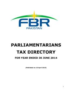 PARLIAMENTARIANS TAX DIRECTORY FOR YEAR ENDED 30 JUNEPublished on 10 April 2015)
