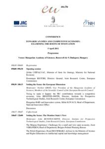 CONFERENCE - TOWARDS AN OPEN AND COMPETITIVE ECONOMY: EXAMINING THE ROOTS OF INNOVATION