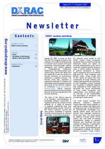 Issue N° 7 / October 2007 Editor : Céline Aymon Fournier, [removed] Newsletter COVER STORY