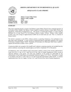 Mohave County: Mohave Valley Landfill - Permit #53226