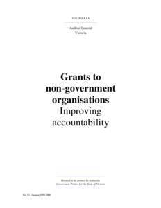 Grants to non-government organisations: Improving accountability
