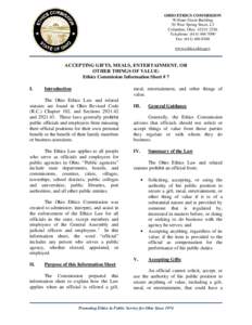 OHIO ETHICS COMMISSION William Green Building 30 West Spring Street, L3 Columbus, Ohio[removed]Telephone: ([removed]Fax: ([removed]