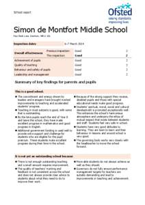 School report  Simon de Montfort Middle School