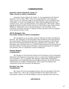 COMMISSIONERS Associate Justice Simeon R. Acoba, Jr. Chair, Access to Justice Commission Associate Justice Simeon R. Acoba, Jr. was appointed to the Hawaii Supreme Court in May[removed]Prior to his appointment to the Supre