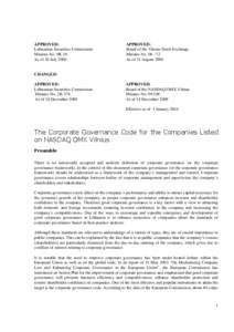 The Corporate Governance Code for the Companies Listed on NASDAQ OMX Vilnius _effective as of[removed]01_