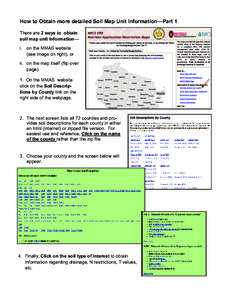 How to Obtain more detailed Soil Map Unit Information—Part 1 There are 2 ways to obtain soil map unit information— i. on the MMAS website (see image on right), or ii. on the map itself (flip over