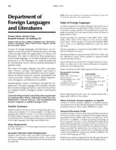 192   Foreign Languages and Literatures	  LIBERAL ARTS Department of Foreign Languages