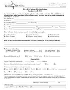 161 North Mill Street  Lexington, KY[removed]Phone: [removed]  Fax: [removed]www.ckyo.org[removed]Scholarship Application Due January 1, 2014