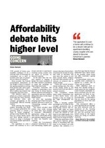 Affordability debate hits higher level GOING CONCERN